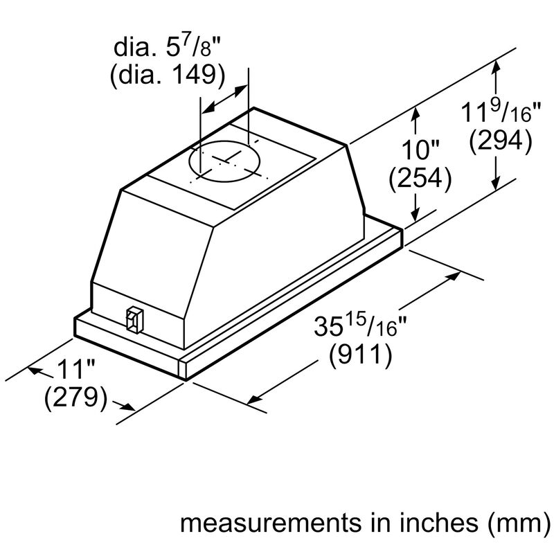 Bosch 500 Series 36 in. Convertible Slide-Out Style Range Hood with 500 CFM, 3 Fan Speeds & 2 Halogen Lights - Stainless Steel, , hires