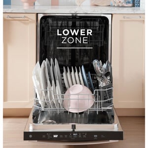 GE 24 in. Top Control Flush-Mount Dishwasher with 45 dBa Sound Level, 3rd-Rack & Dry Boost - Black, Black, hires