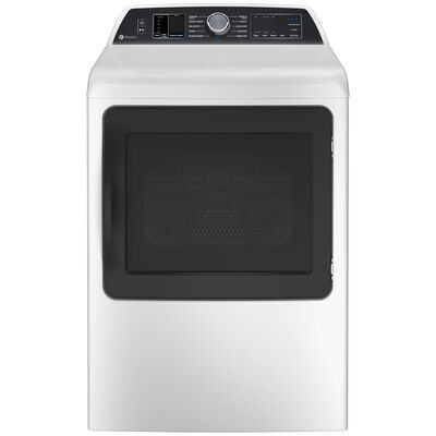 GE Profile 27 in. 7.4 cu. ft. Smart Gas Dryer with Aluminized Alloy Drum, Sensor Dry, Sanitize & Steam Cycle - White | PTD70GBSTWS