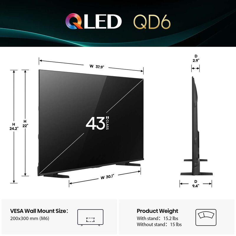 Hisense - 43" Class QD6 Series QLED 4K UHD Smart Fire TV, , hires