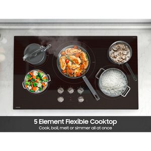 Samsung 36 in. 5-Burner Smart Electric Cooktop with Simmer Burner & Power Burner - Black, , hires