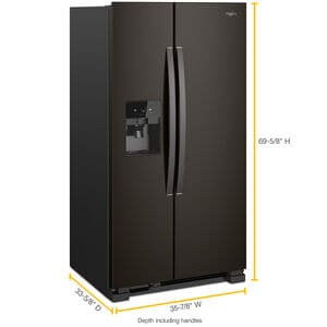 Whirlpool 36 in. 24.5 cu. ft. Side by Side Refrigerator with Ice & Water Dispenser - Black Stainless, Black Stainless, hires