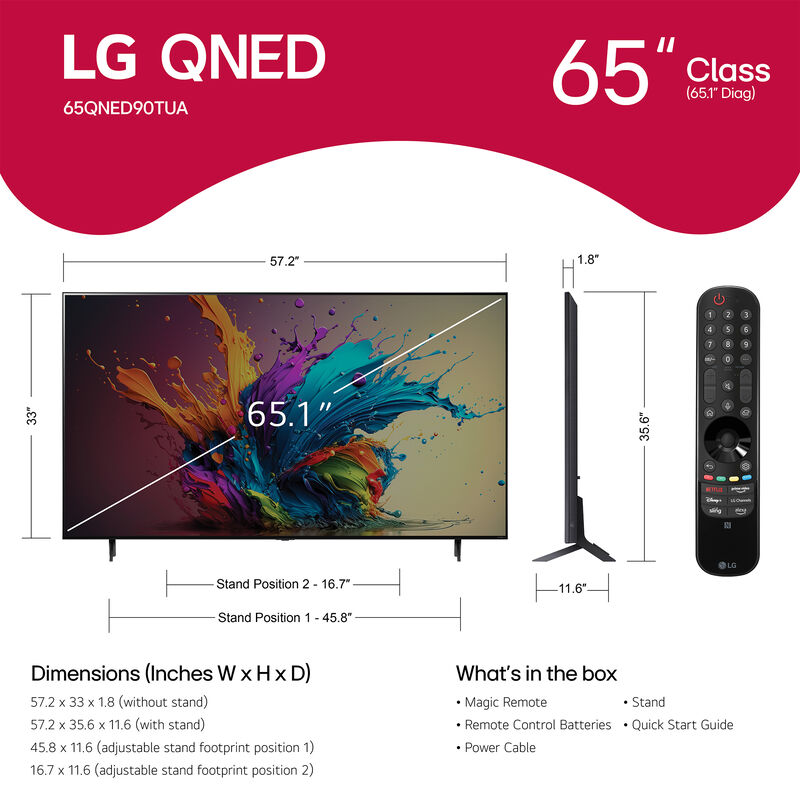 LG - 65" Class QNED90T Series QNED Mini LED 4K UHD Smart webOS TV, , hires