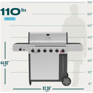 Char-Broil Performance 6-Burners Liquid Propane Gas Grill with Side Burner & Sear Burner - Grey and Stainless Steel, , hires