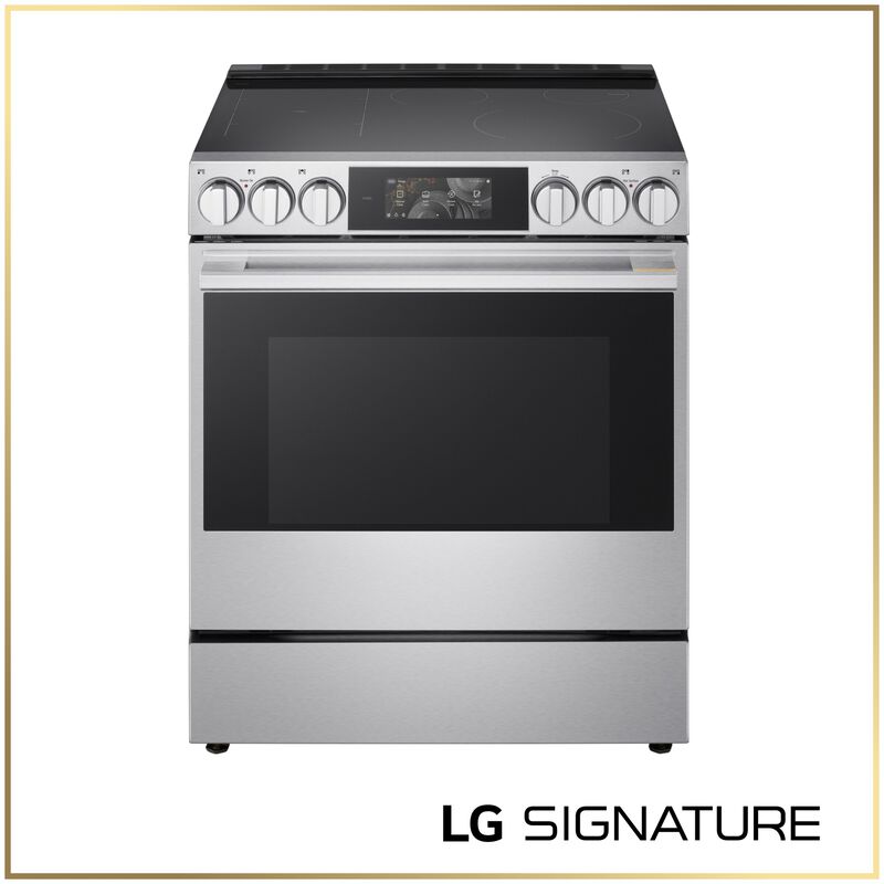 LG SIGNATURE 30 in. 6.3 cu. ft. Smart Air-Fry True European Convection Slide-in Electric Range with 4 Induction Burners & 1 Radiant Burner - PrintProof Stainless Steel, , hires