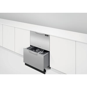 Fisher & Paykel Series 7 24 in. Smart Double Drawer with Front Control, 43 dBa Sound Level & Pocket - Stainless Steel, , hires