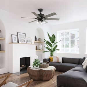 Hunter 52 in. Fonthill Energy Star HunterExpress Ceiling Fan with LED Light Kit & Handheld Remote - Matte Black, Matte Black, hires