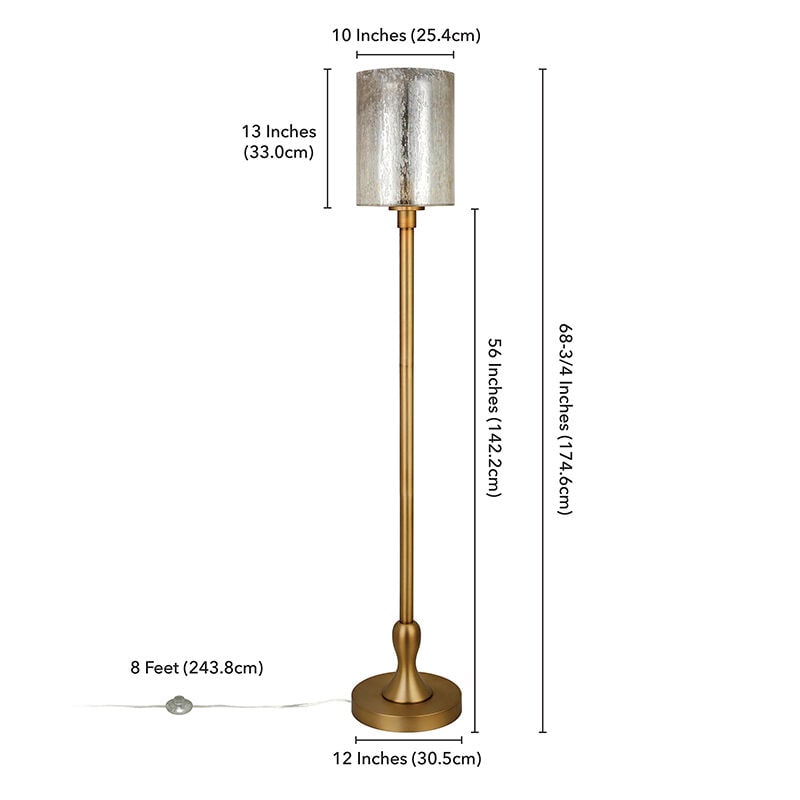 Hudson Canal Numit Brass Floor Lamp with Mercury Glass Shade P.C. Richard Son