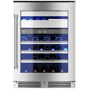 XO 24 in. Compact Built-In/Freestanding 5.7 cu. ft. Wine Cooler with 30 Bottle Capacity, Dual Temperature Zones & Digital Control - Stainless Steel, , hires