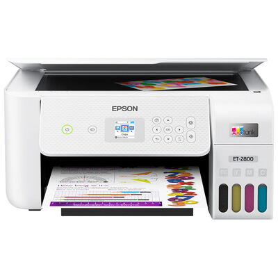 Epson - EcoTank ET-2800 Wireless Color All-in-One Inkjet Cartridge-Free Supertank Printer - White | C11CJ66202