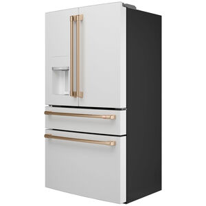 Cafe 36 in. 22.3 cu. ft. Smart Counter Depth 4-Door French Door Refrigerator with External Filtered Ice & Water Dispenser - Matte White, Matte White, hires