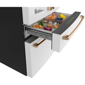 Cafe 36 in. 22.3 cu. ft. Smart Counter Depth 4-Door French Door Refrigerator with Ice & Water Dispenser - Matte White, Matte White, hires