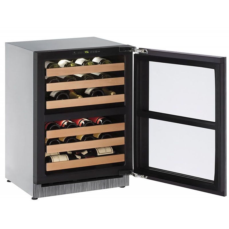 U-Line 2000 Series 24 in. Undercounter Wine Cooler with Wood Racks, Dual Temperature Zones & 43 Bottle Capacity - Custom Panel Ready, , hires