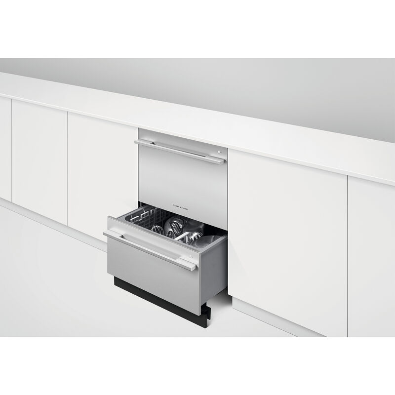 Fisher & Paykel Series 9 24 in. Smart Double Drawer with Top Control & 42 dBa Sound Level - Stainless Steel, , hires