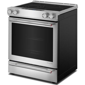 KitchenAid 30 in. 7.1 cu. ft. Air-Fry True European Convection Steam Oven Slide-In Electric Range with Radiant Burners - Stainless Steel with PrintShield Finish, , hires