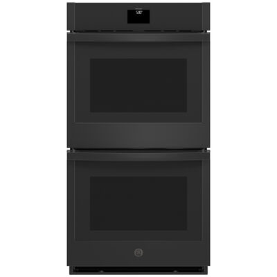GE 27 in. 8.6 cu. ft. Electric Smart Double Oven with True European Convection & Self Clean - Black | JKD5000DVBB