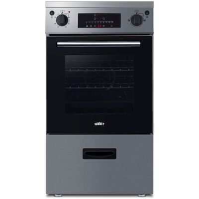 Summit 20 in. 2.0 cu. ft. Standard Convection Slide-In Electric Range with 3 Induction Burners - Stainless Steel | REN20SS4