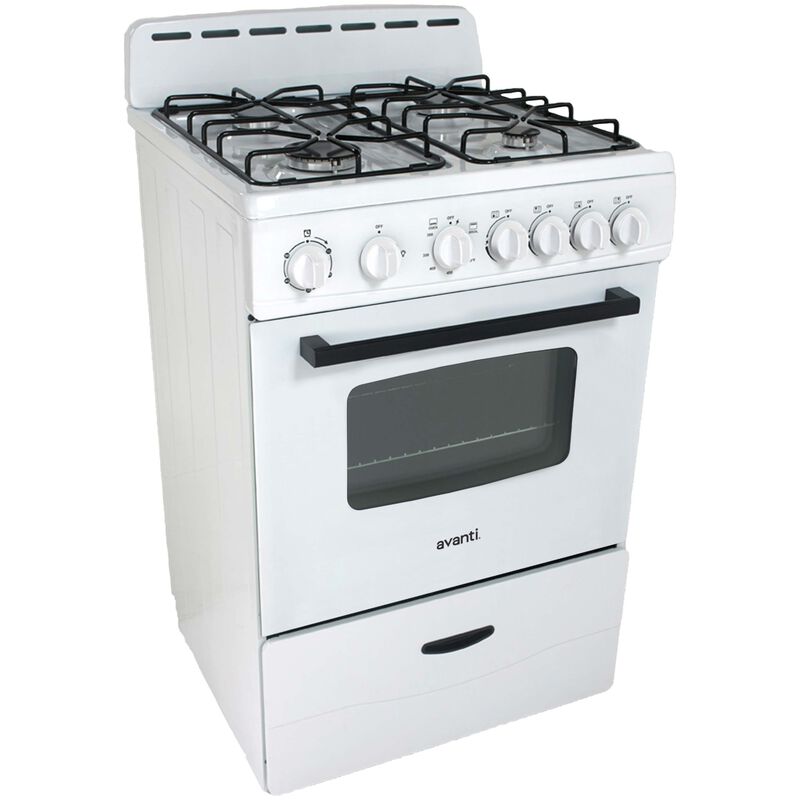 Avanti 24 in. 2.6 cu. ft. Gas Range with 4 Sealed Burners - White, , hires