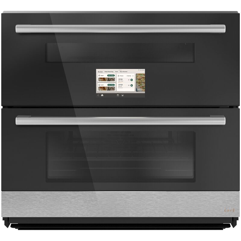 Cafe 30 in. 5.0 cu. ft. Smart Front Control Electric Double Wall Oven with True European Convection - Platinum Glass, , hires