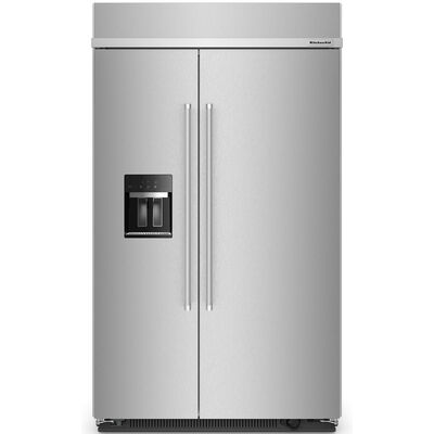 KitchenAid 48 in. 29.4 cu. ft. Built-In Counter Depth Side-by-Side Refrigerator with External Ice & Water Dispenser - Stainless Steel | KBSD708MSS