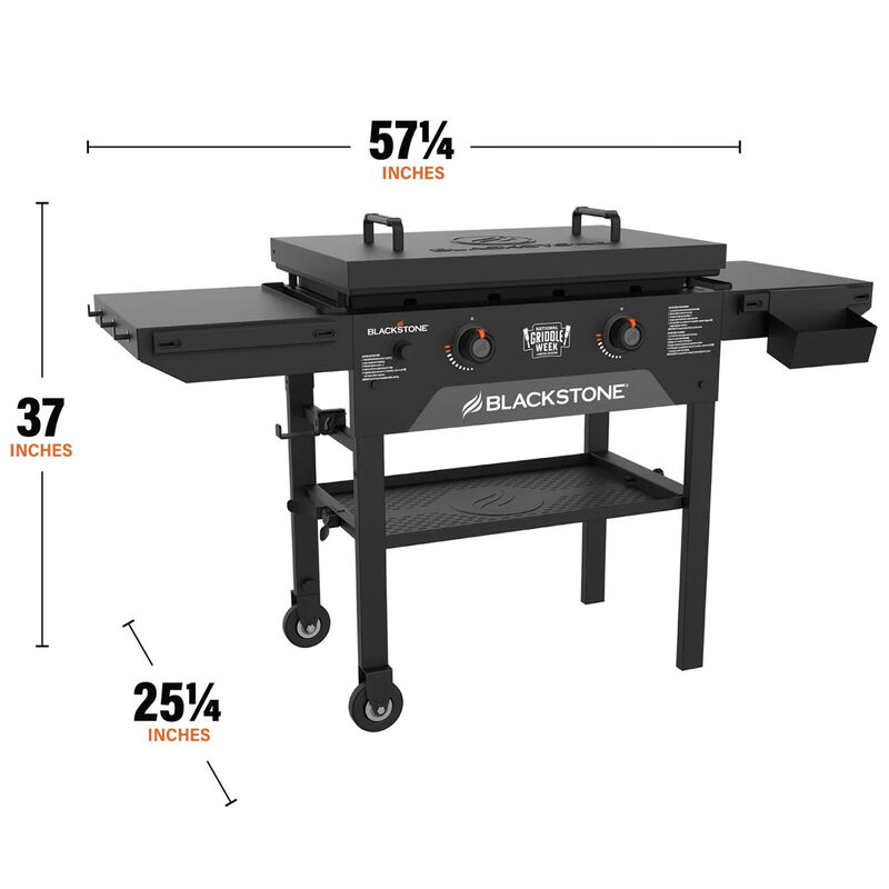 Blackstone National Griddle Week 28 in. 2-Burner Liquid Propane Gas Flat Top Griddle with Side Tables & 524 sq. in. Cooking Surface - Black, , hires