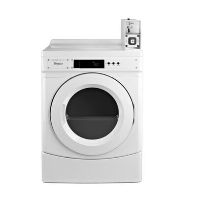 Whirlpool 27 in. 6.7 cu. ft. Commercial Gas Dryer with Factory-Installed Coin Drop with Coin Box - White | CGD9150GW