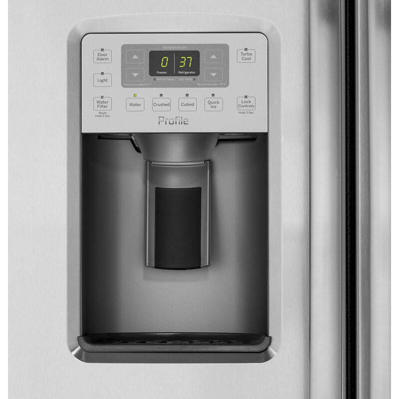 GE Profile 36 in. 21.9 cu. ft. Counter Depth Side by Side Refrigerator with Ice & Water Dispenser - Fingerprint Resistant Stainless, , hires