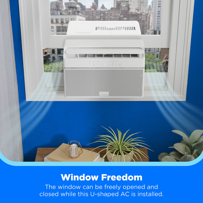 Midea QB Series 12,000 BTU 115V U-Shaped Smart Energy Star Window Air Conditioner with Inverter, 3 Fan Speeds, Sleep Mode & Remote Control - White, , hires
