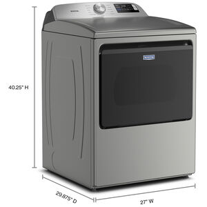 Maytag 27 in. 7.4 cu. ft. Smart Gas Dryer with Extra Power, Sensor Dry & Steam Cycle - Classic SIlver, Classic Silver, hires