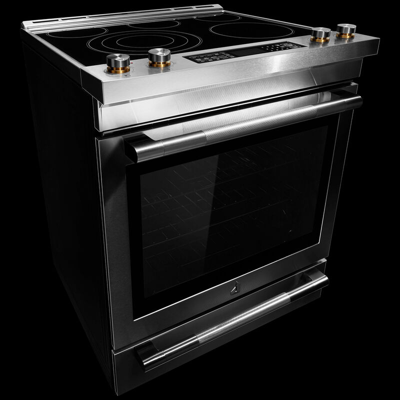 JennAir 30 in. 6.8 cu. ft. Air Fry True European Convection Slide-In Electric Range with Radiant Burners - Stainless Steel, , hires
