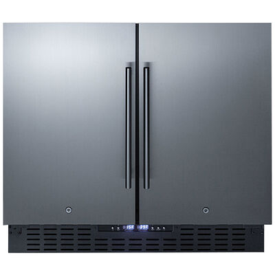 Summit 36 in. 5.8 cu. ft. Side by Side Undercounter Refrigerator - Stainless Steel with Black Cabinet | FFRF36