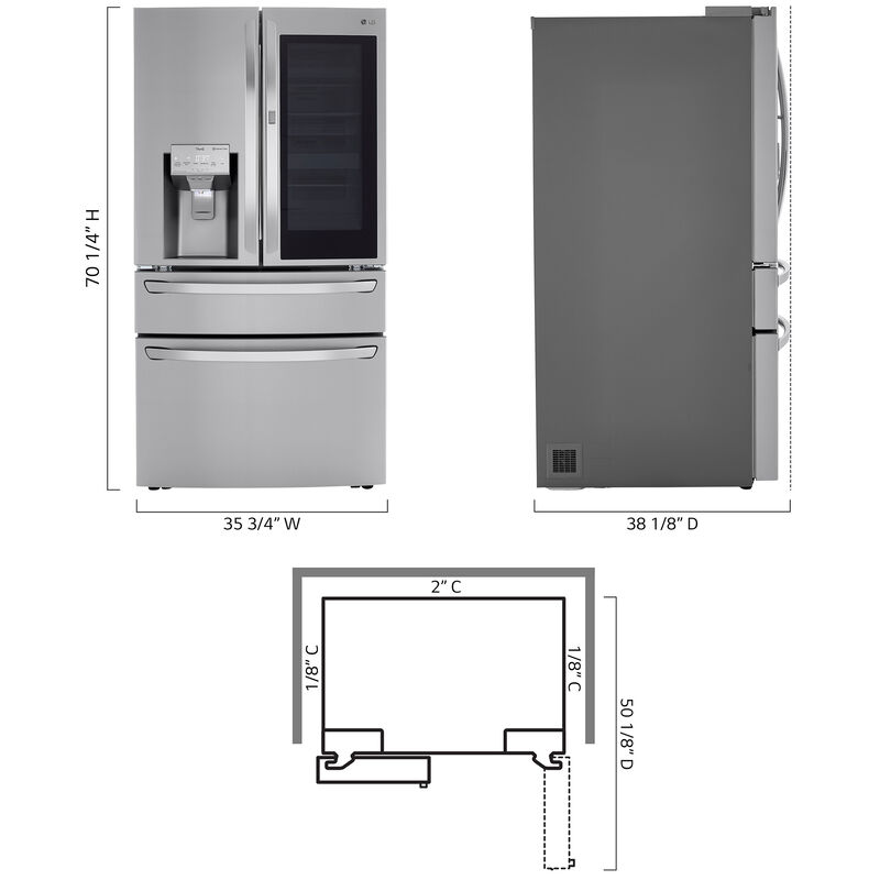 LG InstaView 36 in. 29.5 cu. ft. Smart 4-Door French Door Refrigerator with Ice & Water Dispenser - PrintProof Stainless Steel, PrintProof Stainless Steel, hires