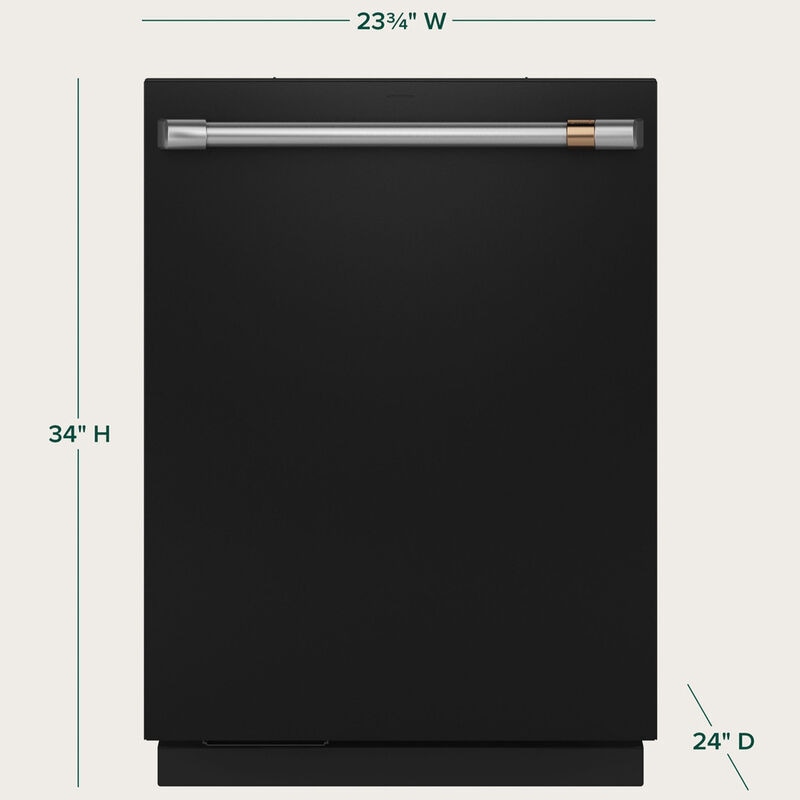 Cafe 24 in. Smart Built-In Dishwasher with Top Control, 44 dBA Sound Level, 16 Place Settings, 6 Wash Cycles & Sanitize Cycle - Matte Black, , hires