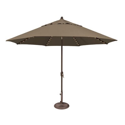 SimplyShade Lanai Pro 11' Octagon Auto Tilt Market Umbrella in Solefin Fabric with Built-In StarLights - Taupe | SSUM81SL3474