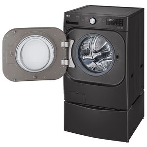 LG 29 in. 5.2 cu. ft. Smart Stackable Front Load Washer with Steam Wash Cycle - Black Steel, , hires