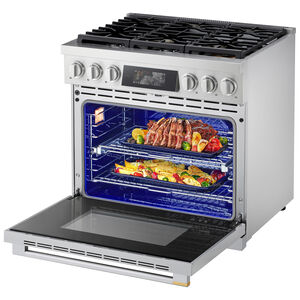 LG Signature 36 in. 6.3 cu. ft. Smart Air-Fry True European Convection Slide-In Gas Range with 6 Sealed Burners - Stainless Steel, , hires