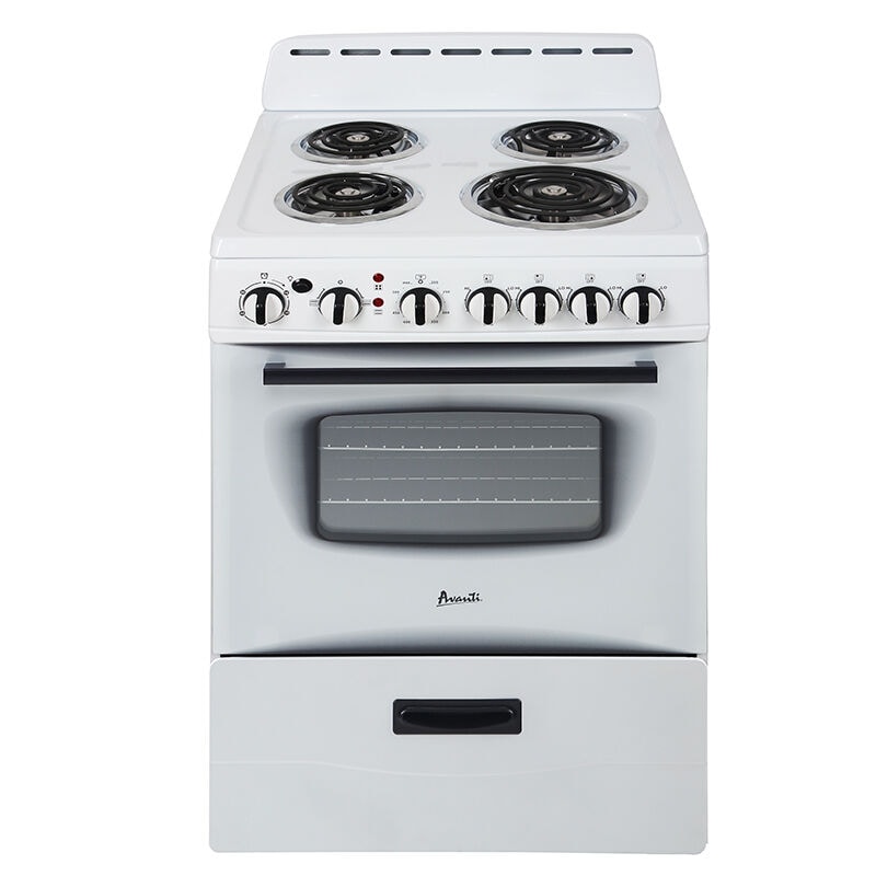 Avanti 24 in. 2.6 cu. ft. Electric Range with Coil Burners - White, , hires