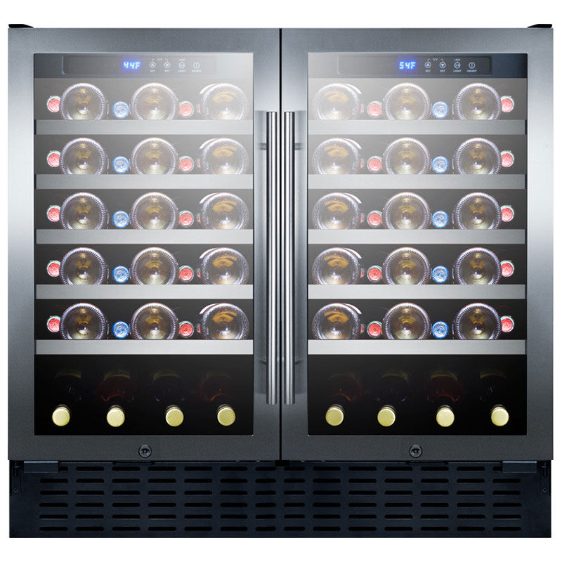 Summit 35 in. Compact Built-In or Freestanding Wine Cooler with 68 Bottle Capacity, Dual Temperature Zones & Digital Control - Stainless Steel, , hires