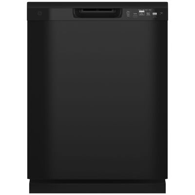 GE 24 in. Front Control Dishwasher with 59 dBa Sound Level, Dry Boost & Pocket - Black | GDF511PGRBB