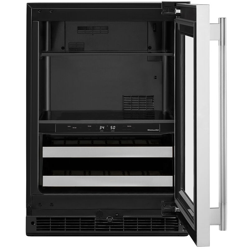 KitchenAid 24 in. Built-In/Freestanding 4.8 cu. ft. Compact Beverage Center with Adjustable Shelves & Digital Control - Stainless Steel, Stainless Steel, hires