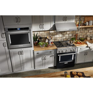 KitchenAid 30 in. 4.1 cu. ft. Smart Convection Oven Freestanding Dual Fuel Range with 4 Sealed Burners - Black, , hires