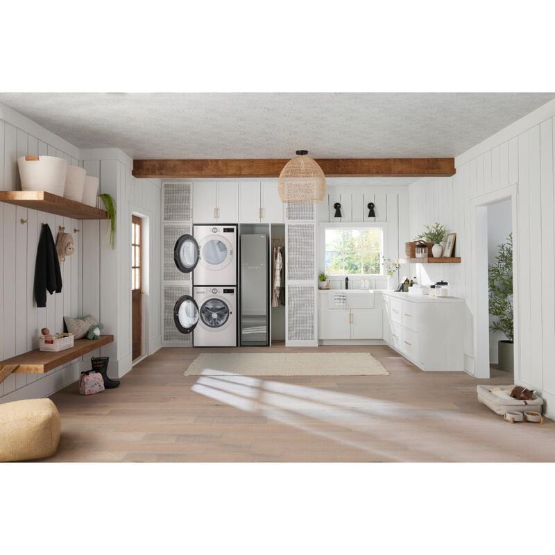 LG 27 in. 5.0 cu. ft. Smart Stackable Front Load Washer with TurboWash 360, AI DD Built-In Intelligence, Sanitize & Steam Cycle - Alpine White, , hires