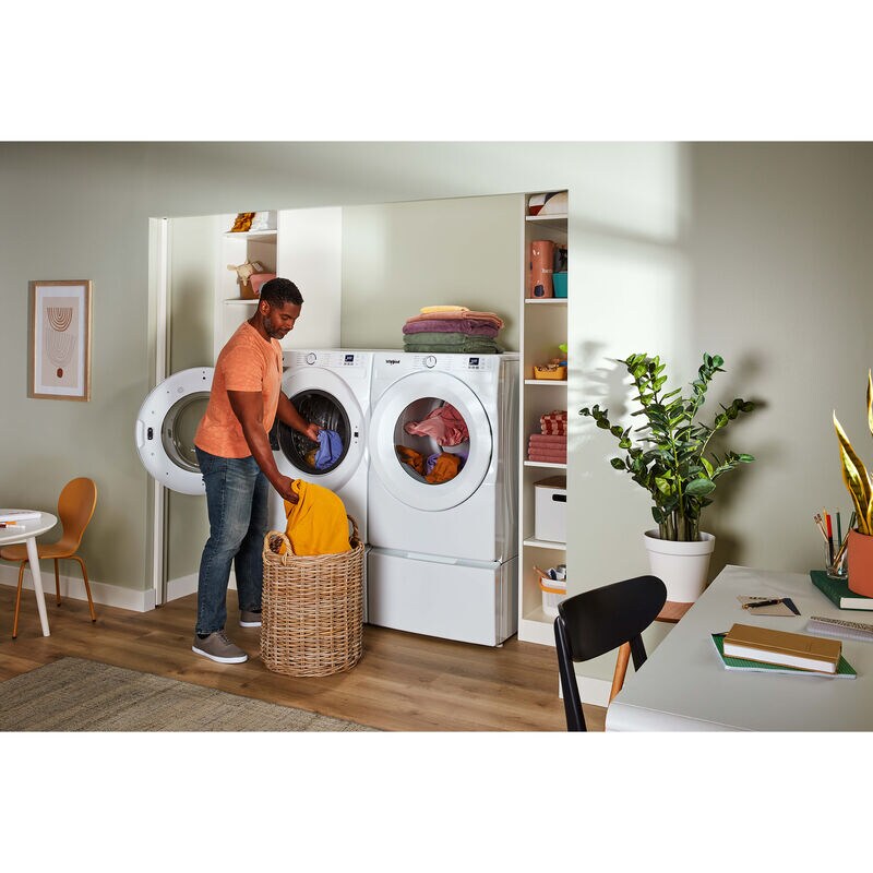 Whirlpool 27 in. 7.4 cu. ft. Stackable Electric Dryer with Quick Dry Cycle & Sanitize Cycle - White, , hires