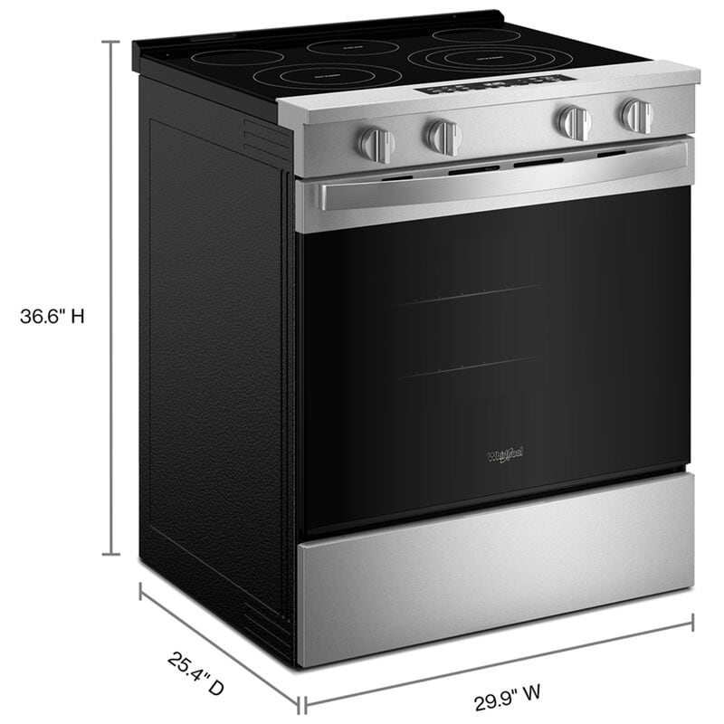 Whirlpool 30 in. 5.3 cu. ft. Smart Air-Fry Standard Convection Electric Range with Radiant Burners - Fingerprint Resistant Stainless Steel, , hires