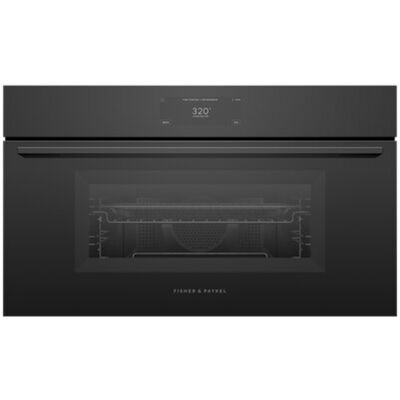 Fisher & Paykel Series 9 Minimal 30 in. 1.7 cu. ft. Smart Speed Electric Single Wall Oven with True European Convection - Black Glass | OM30NMUB3