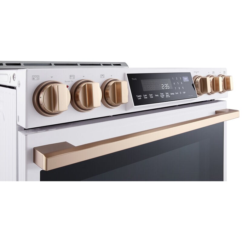 LG Studio 30 in. 6.3 cu. ft. Smart Air Fry True European Convection Slide-In Electric Range with Radiant Burners - Essence White, , hires