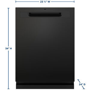 GE 24 in. Top Control Flush-Mount Dishwasher with 45 dBa Sound Level, 3rd-Rack, Dry Boost & Pocket Handle - Black, Black, hires