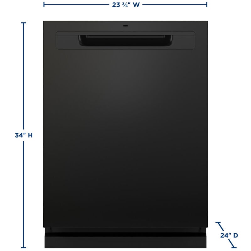 GE 24 in. Top Control Flush-Mount Dishwasher with 45 dBa Sound Level, 3rd-Rack, Dry Boost & Pocket Handle - Black, Black, hires
