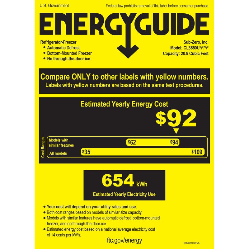 Sub-Zero Classic Series 36 in. Built-In 20.7 cu. ft. Left-Hinged Smart Bottom Freezer Refrigerator with Professional Handles & Internal Water Dispenser- Stainless Steel, , hires