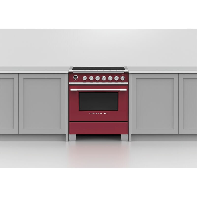 Fisher & Paykel Series 9 Classic 30 in. 3.5 cu. ft. True European Convection Electric Range with 4 Induction Burners - Red, , hires